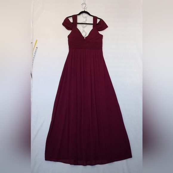 Lulus Chiffon Empire Waist Maxi Formal Dress Sz XL Make Me Move Burgundy Gown - Picture 2 of 11